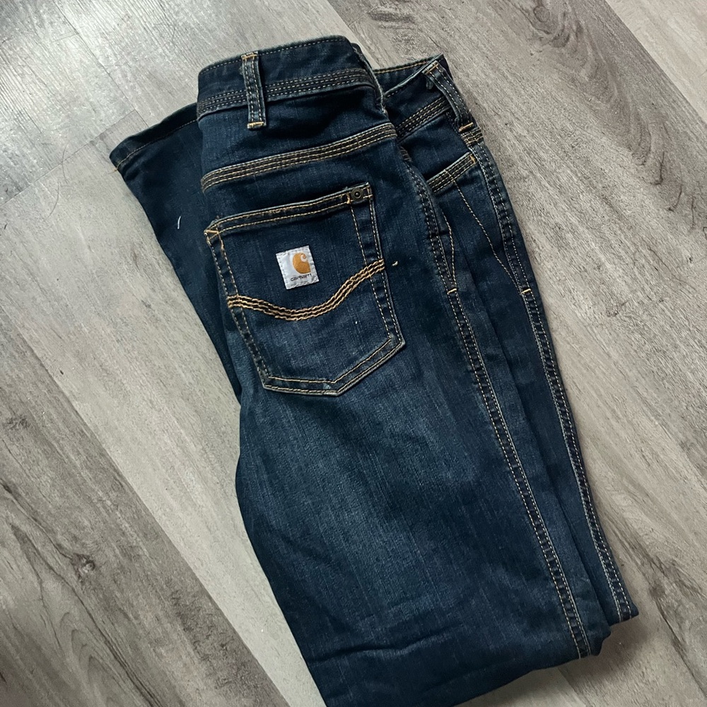Carhartt Dark Blue Denim Jeans with Contrasting Stitching